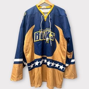 Vintage Laredo Bucks Hockey Jersey Projoy Made in Canada CHL Blue Gold XXXL